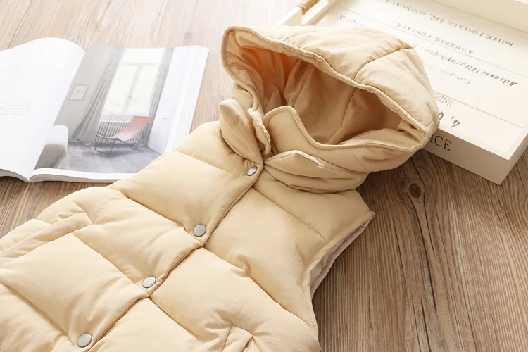 Winter Children's Warm Vest Girls Hooded Vest Cotton Padded