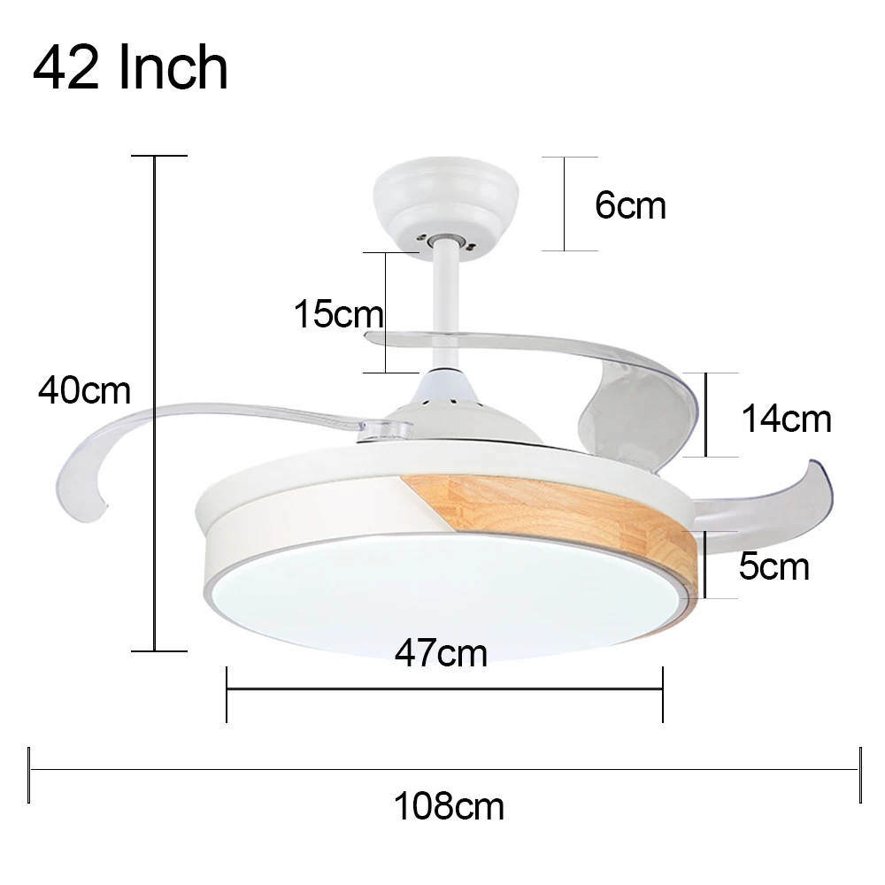 Macaron 42 inch led ceiling fan with light remote control Fans lamp bedroom home restaurant 40w Inverter Energy saving lighting