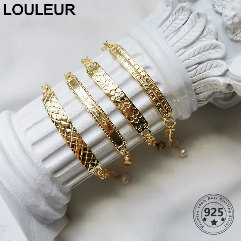 Louleur News браслеты из стерлингового серебра 925 пробы барочный жемчуг золотой цвет
