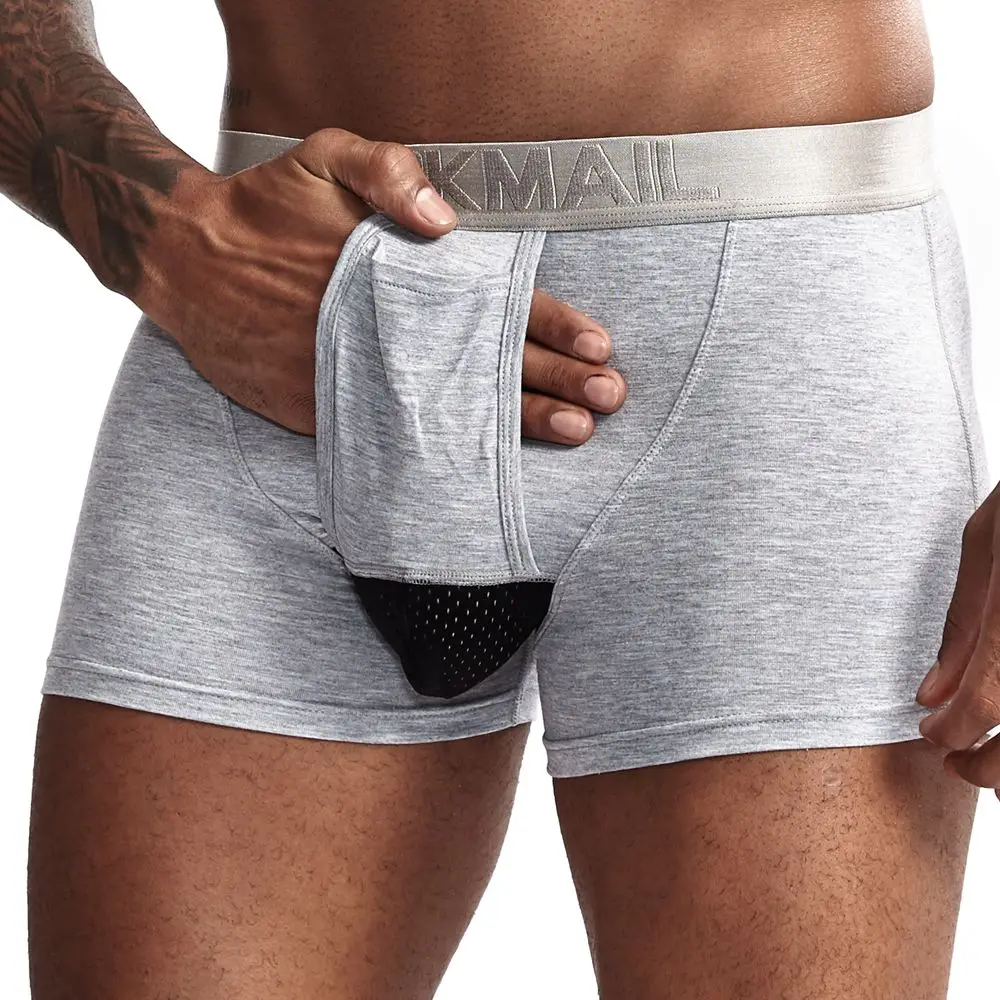 JOCKMAIL, сексуальное мужское нижнее белье, боксершорный уход за мошонкой, Капсульная функция, молодежное здоровье, Сеульский U выпуклая сумка, разделяющие пестрые трусы - Цвет: Серый