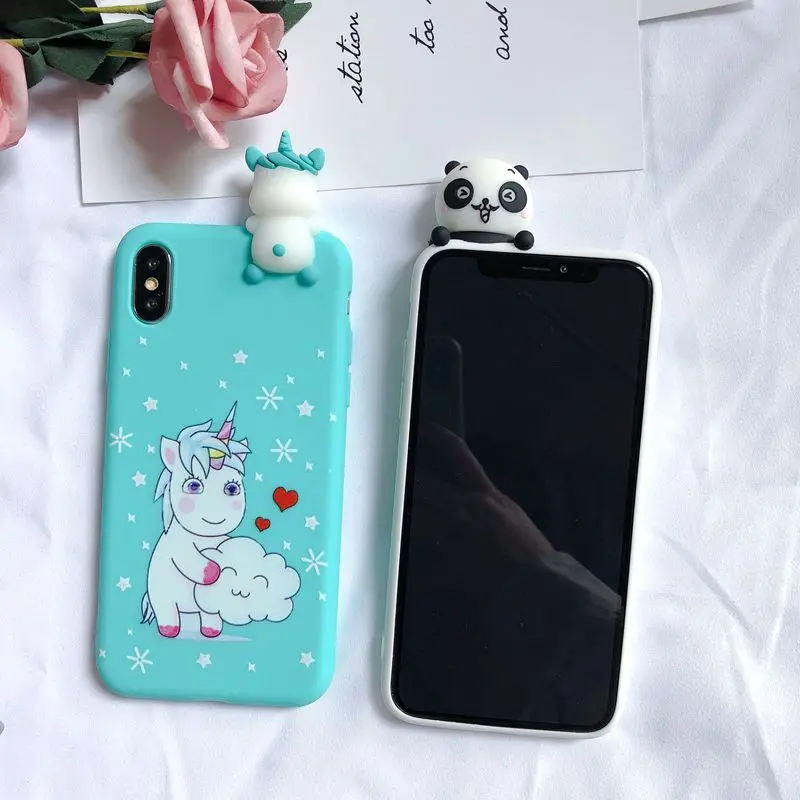 5S SE 3D чехол для iPhone XR корпус 7 Etui медведь Единорог Kawaii Крышка Coque 6 S 8 Plus X XS Max случае