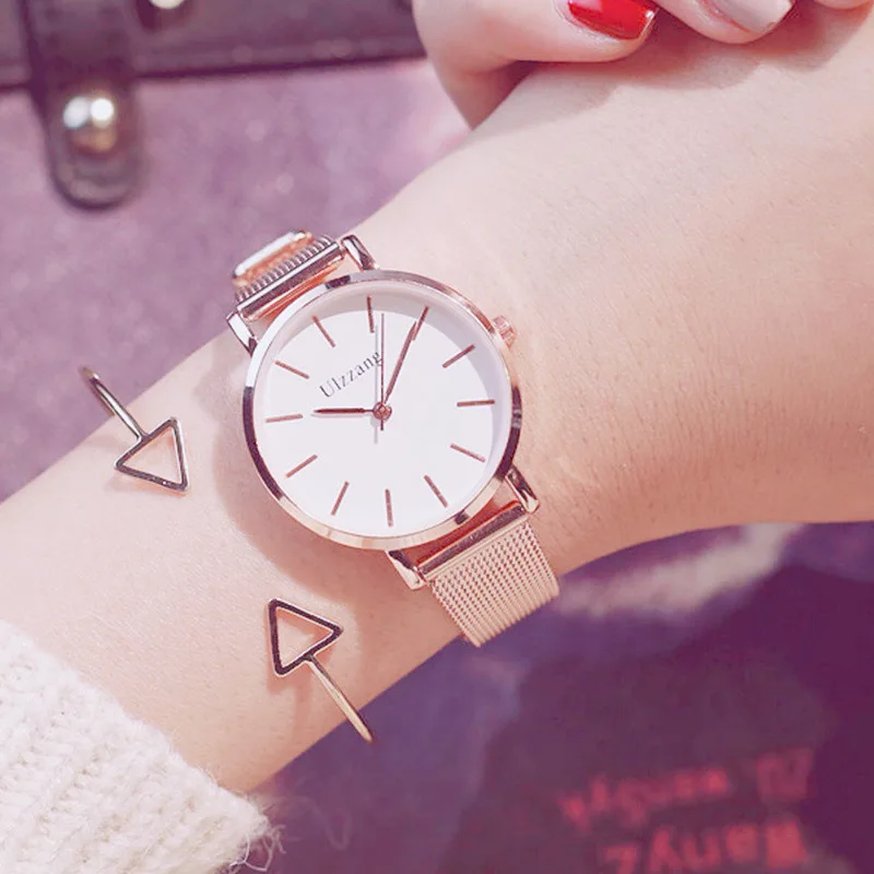 

2019 Rose Gold Horloges Vrouwen Top Merk Luxe Mode Metalen Mesh Band Dames Horloge Quartz Vrouw Klok Zilver Vrouwelijke Horloge