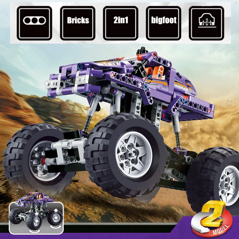New 2 в 1 Bigfoot Monster Racing внедорожник Jeep Truck Fit Lepinings Technic Building Block Brick Toy детский