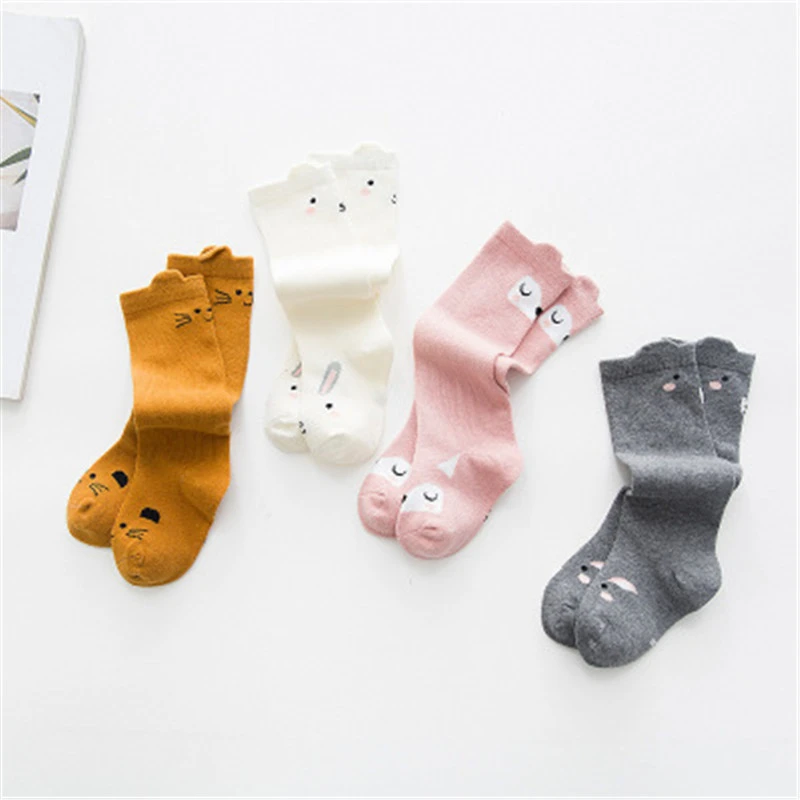 Calcetines zorro gato dibujo de ardilla patrón niños bebés calcetines de algodón para niños y niñas Calcetines Unisex hasta la rodilla leggwarm