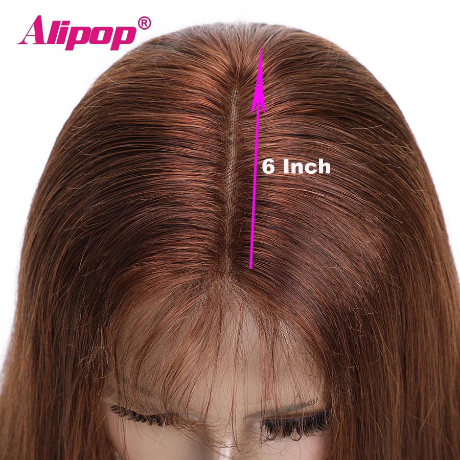 Brazilian Straight 13x6 Lace Front wigs Colored Human hair wigs Pre Plucked with Baby hair 100% Non Remy hair wig #2 #4 ALIPOP  (2)
