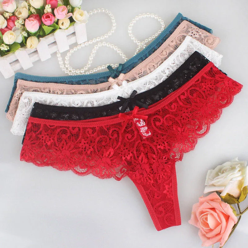 

Women Sexy Lingerie Lace Panties Through Thongs Plus Size G-string Underpants