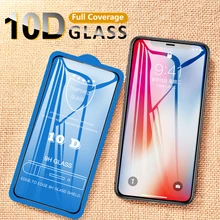 1000 шт 10D закаленное стекло для Apple iPhone 11 Pro Max XS XR X 8 7 6 6S Plus SE 5 5S полное покрытие Защитная стеклянная пленка для экрана