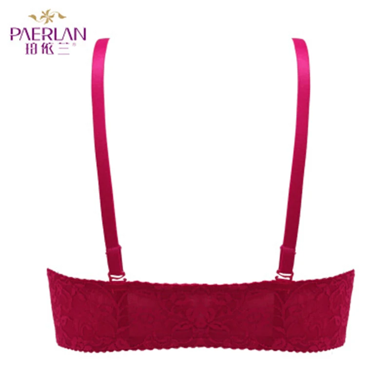 PAERLAN 【Bra+ panties】 5/8 чашка Брендовое сексуальное женское белье пуш-ап комплект нижнего белья с цветочной вышивкой кружевной женский бюстгальтер