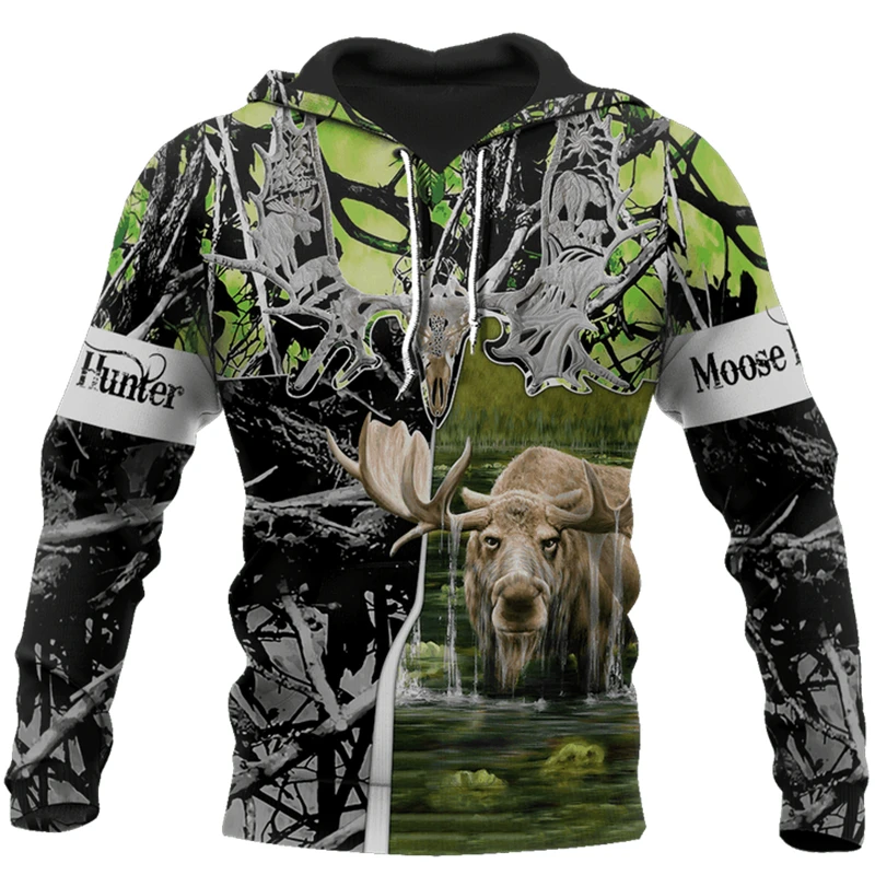 

2020 New Hoodie Beutiful moose hunting camo 3D printed Hooded Sweatshirts Unisex Casual streetwear Hoody Wholesale and retail