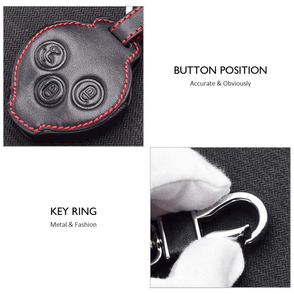 Leather Car Key Case For Mercedes Benz Fortwo Forfour SMART City Roadst Remote Fob Shell Cover Skin Protect Bag Auto Accessories Key Case Key Case Cover