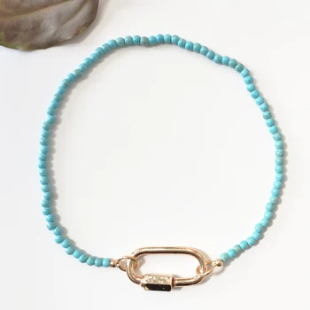 

2020 blue natural stone necklace women short fashion charm jewelry spiral pendant bohemian beaded choker for man free shipping