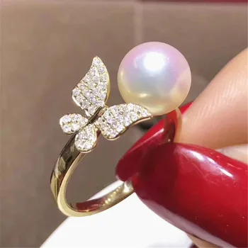 

Beautiful Band Jewelry Promise Ring Hollow Leaves & Pearl Rings Accessories 925 Silver Fashion Jewelry CZ Crystal Accessories