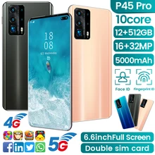 Global Version P45 Pro 12+512G 16+32MP 6.6Inch Smartphone 5000mAh Support Face ID Fingerprint Unlock HD Full Screen Mobile Phone