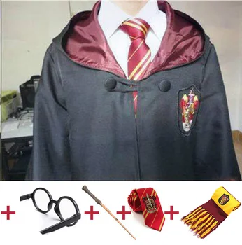 

Robe Cape Cloak With Tie Scarf Wand Glasses Ravenclaw Gryffindor Hufflepuff Slytherin Costume Adult for Potter Cosplay