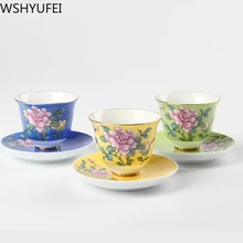 Ручная Роспись Цзиндэчжэнь пастельные технологии традиционные, керамические фарфоровые чайные чашки чайный набор кунг-фу чайные чашки Свадебная чаша