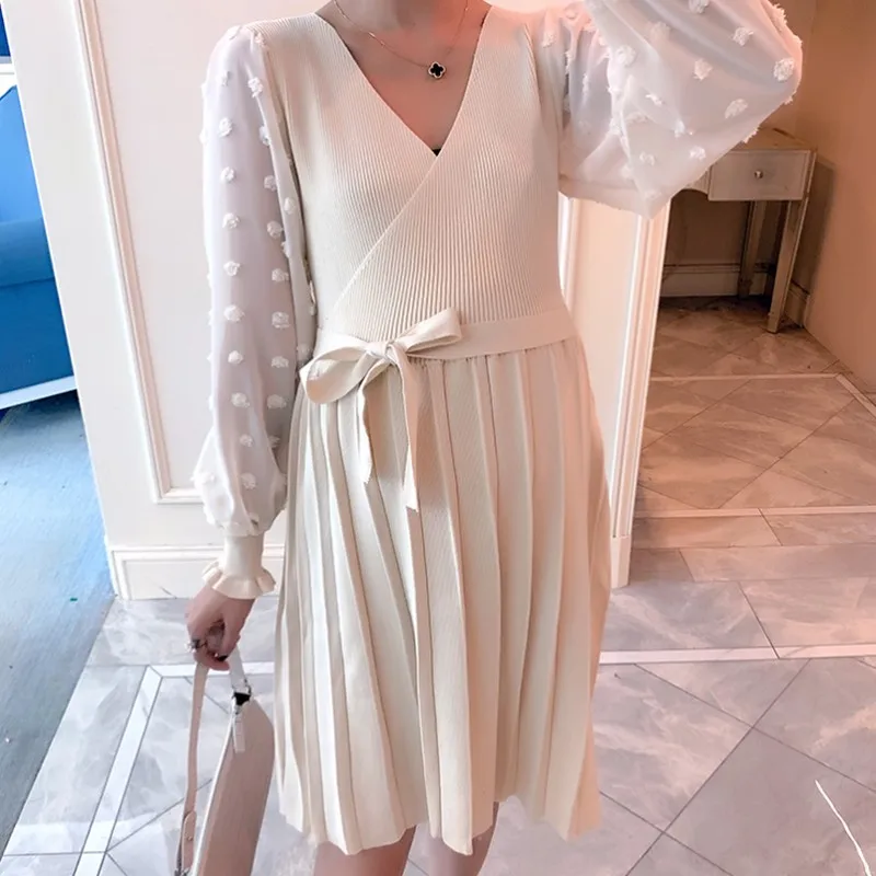 

Casual Fashion Maternity Dresses Solid Color Pregnancy Dress Lantern Sleeve Pregnant Dress Autumn Clothes for Pregnant Women