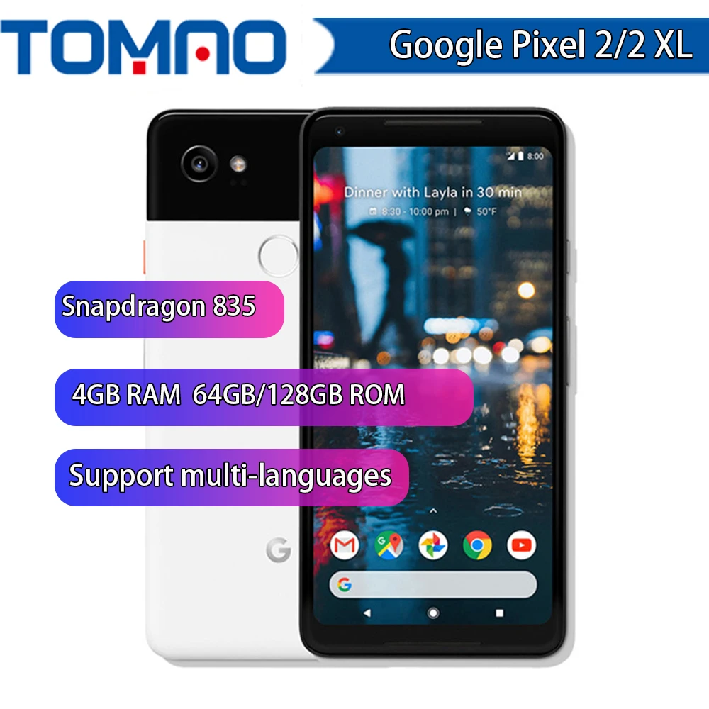 Оригинальный сотовый телефон Google Pixel 2/2XL Snapdragon 835 5 0 дюйма 6 AMOLED экран 4 Гб ОЗУ 64 ПЗУ