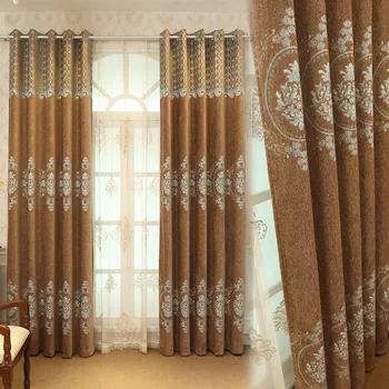 

High-end European Imitation Cashmere Curtains Living Room Dining Room Bedroom Chenille Jacquard Curtain Finished Customization
