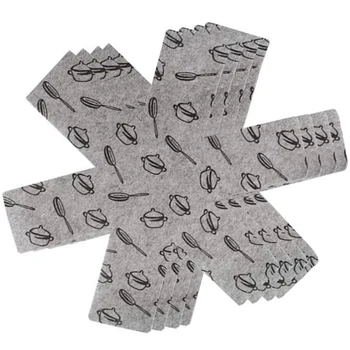

8pcs Pot & Pan Protectors Gray Print Premium Divider Pads to Prevent Scratching Separate and Protect Surfaces for Cookware