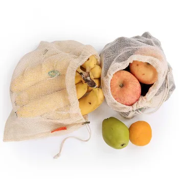 

10 PICS 28*33CM Green Fruit Net Bag Drawstring Drawstring Vegetable Cotton Net Storage Bag Pure Cotton Mesh Cloth Bag