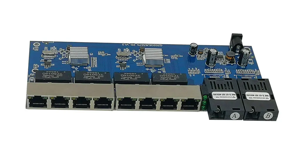 Обратное POE Питание переключатель 8 RJ45 2 SC волокно Gigabit Ethernet-коммутатор медиа конвертер волоконно-оптического кабеля UTP Порты и разъёмы 10/100/1000 м PCBA