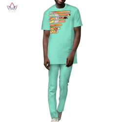 2021 Autumn African Clothes For Men 6XL Dashiki 2 Pieces Plus Size African Mens Cotton Clothing Short Sleeve Shirt BRW WYN984