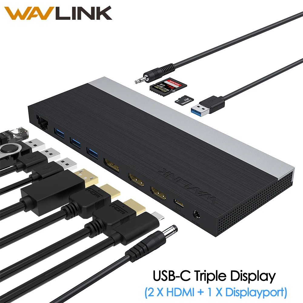

USB-C Triple Display 4K MST Docking Station Type-C USB 3.1 Gen2 Displayport Dual HDMI with USB Power Delivery For Mac OS Windows