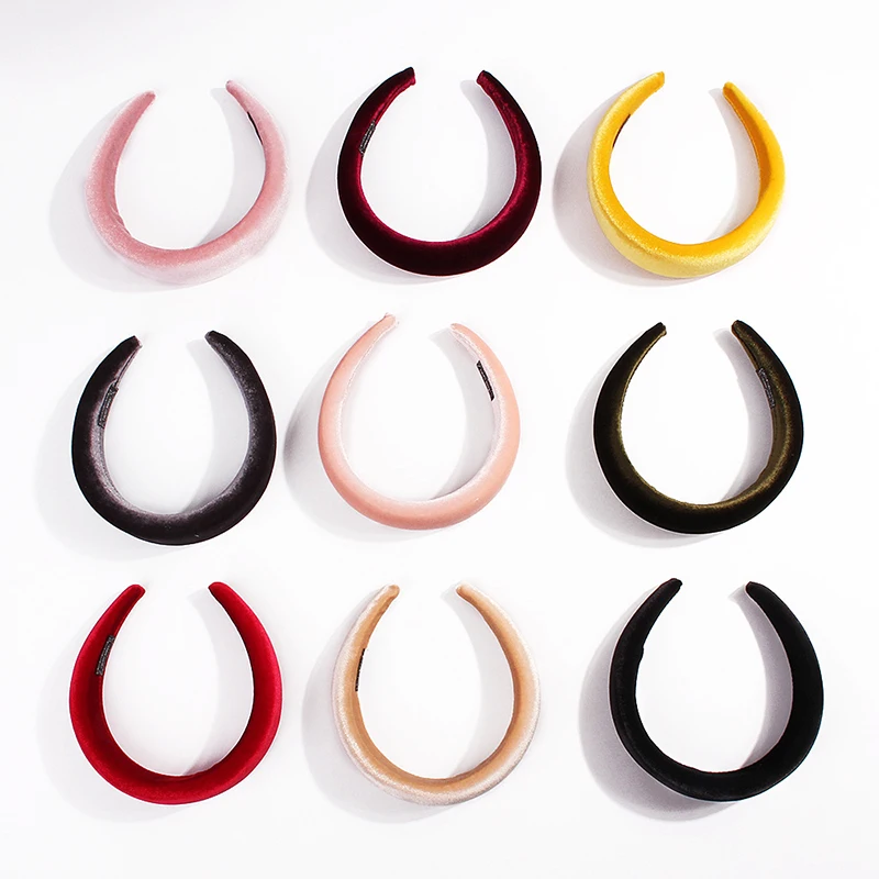 

Non-slip Head Hoop Flannel Headband Women Girls Thick Sponge Hair Hoop 5cm Wide Solid Color Autumn Winter Hair Accessories