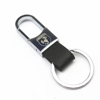

Car Styling 3D Metal+Leather Emblem Car Key Ring Keychain Key Holder For fiat punto abarth 500 stilo ducato palio bravo doblo