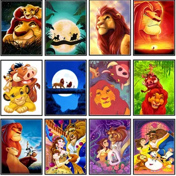 

DIY 5D diamond painting full round diamond anime cartoon lion pattern rhinestone embroidery home decoration
