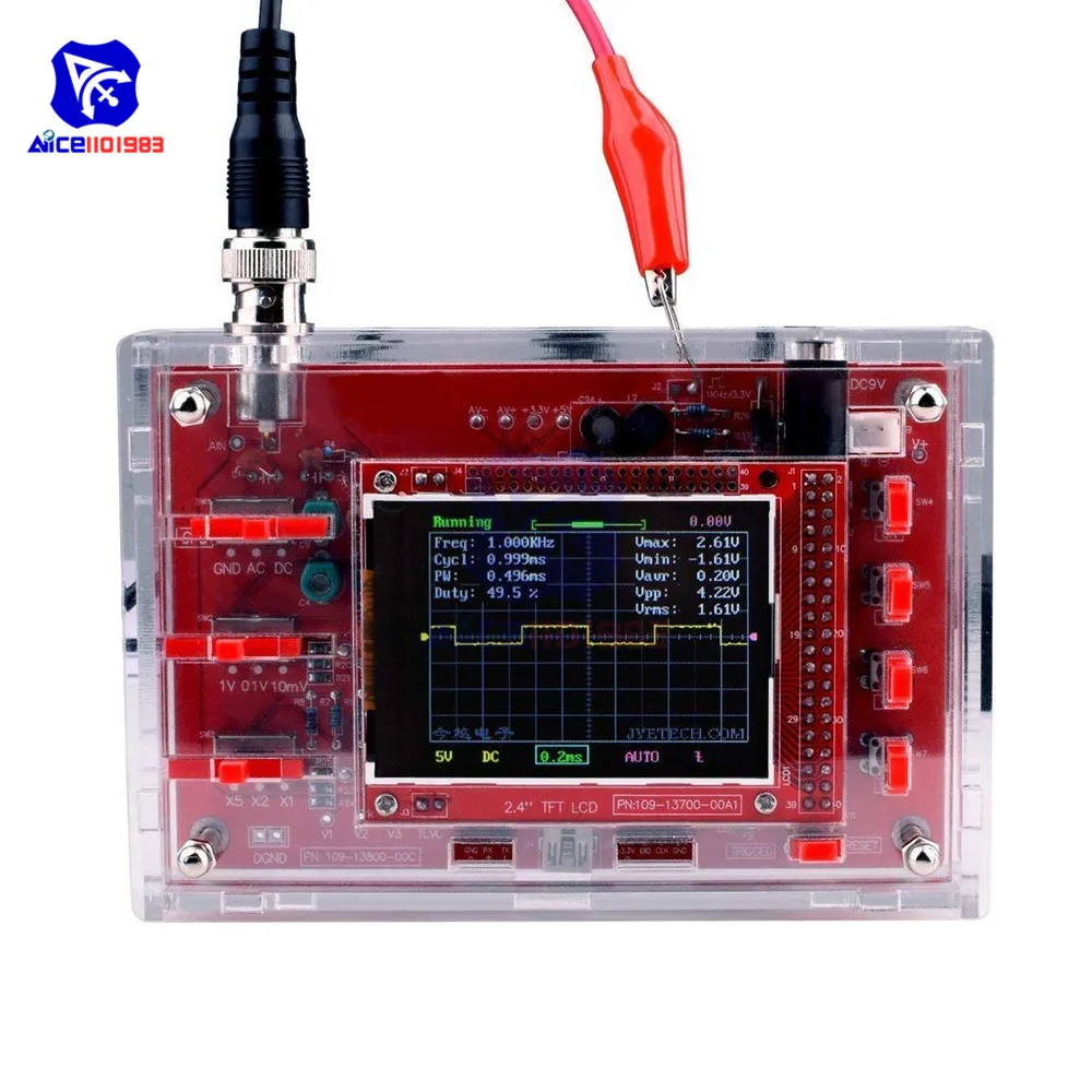 Diymore Полностью Собранный цифровой осциллограф 2," TFT ЖК-дисплей крокодил зонд прозрачный акриловый чехол для Arduino DSO138