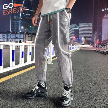

2020 Summer Men 's Tooling Reflective Printing Loose Fashion City Jogging Wild Breathable Simple Trend Harlan Drawstring Pants