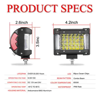 

44000LM LED Work Light 7000K 4Inch Boats Tractor 4WD 12V 4-Row Waterproof 220W