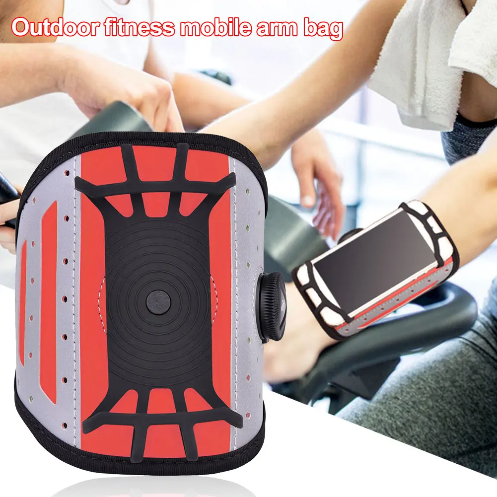 

Running Armband Silicone Elastic Phone Holder Outdoor Fitness Reflective Cycling Hiking Night Sport Jogging 360 Degree Rotation