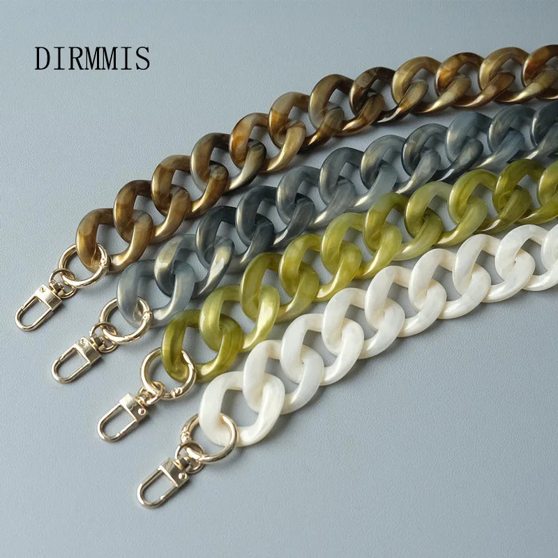 New Fashion Woman Bag Accessory Detachable Parts Replacement Chain White Green Resin Luxury Strap Women Acrylic Shoulder Chain new fashion woman bag accessory detachable parts replacement chain grey resin luxury strap women acrylic shoulder handle chain