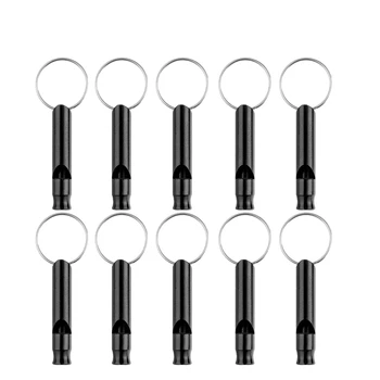 

10 Pack Aluminum Whistle, Sports Whistle, Emergency Survival Whistles with Key Chain,Black