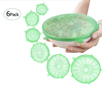 

6pcs / set kitchen storage supplies food silica gel cover can be reused, stretch and keep fresh sealed kitchen supplies