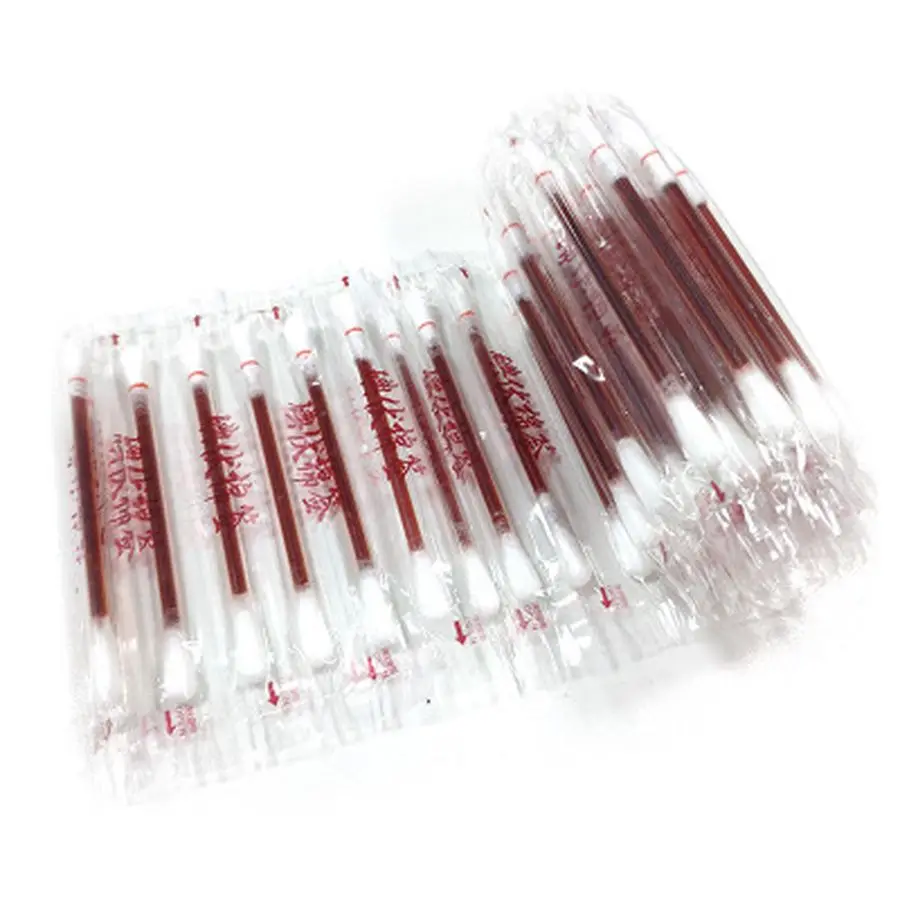 20/50/100Pcs Disposable Medical Iodine Cotton Swab Iodine Stick Emergency Disinfected Cotton Swab Wound Treatment Care Stick