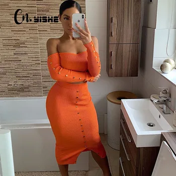 

CNYISHE 2019 Winter Tracksutis Women Suit Set Fashion Button Women Costume Casual Crop Top + Skirts Neon 2-Piece Sets For Female