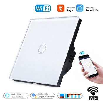 

1/2/3 Gang 1 Way Tuya WiFi Smart Switch Wall Light Switch WiFi Single live line for application without neutral wire