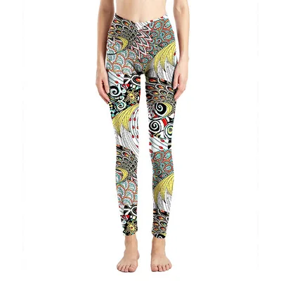 faux leather leggings Hot New Spring Legging National Ethnic Style Retro Graffiti Paintings Printing Flowers Trousers Printed High Elasticity Leggings pink leggings Leggings