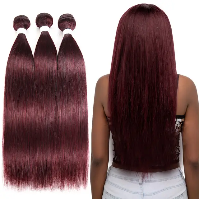 Natural Color Brazilian Straight Human Hair Bundles 8 26inch 99j