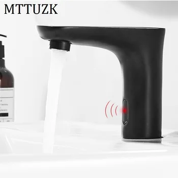 

MTTUZK Black Sensor Faucet Automatic Inflrared Sensor Hand Touch Free Tap Hot Cold Mixer Sensor Tap torneira banheiro