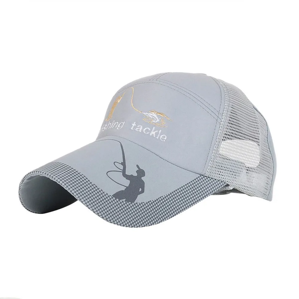 Новейшие сетчатые рыболовные кепки регулируемая спортивная Солнцезащитная Шляпа Унисекс рыболовная многофункциональная шапка холщовая Защита от солнца - Цвет: Gray