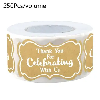 

250pcs/roll Thank You for Celebrating with US Stickers Kraft Seal Label Handmade