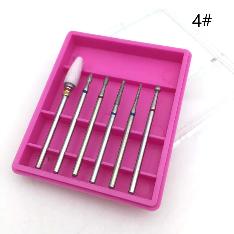 HTHL-6Pcs Алмазный Набор для ногтей, фреза для маникюра, роторные сверла для чистки ногтей, электрическая машина, аксессуары для дизайна