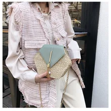 Пляжная сумка Девушка Мода Плетеная соломенная сумка женская сумка Корейская версия цепи одно плечо наклонная Су-Су маленькая сумка 1207