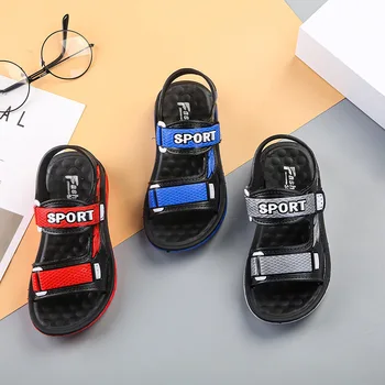 

Boys Soft Sole Sandals Children Girls Hook & Loop Shoes Kids Unisex Strip Beach Sandals Summer Shoes Size 26-35