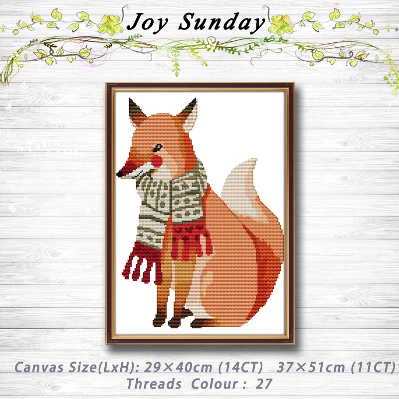

A fox surrounded by a scarf painting dmc 14CT 11CT counted cross stitch kits embroidery set Needlework Set chinese cross stitch