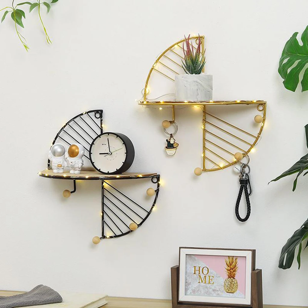Iron and wooden board Storage Rack Shelf with Hooks Hat Key Hangers Holder Wall Hook Home Decoration